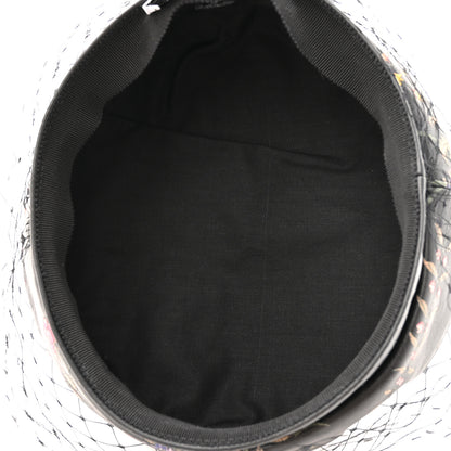 Christian Dior Lambskin Petites Fleurs Arty Beret Cap With Veil 58 Black 7 of 8