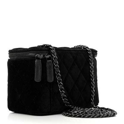 Chanel Velvet Quilted Small Vanity Case With Chain Black 3 of 11