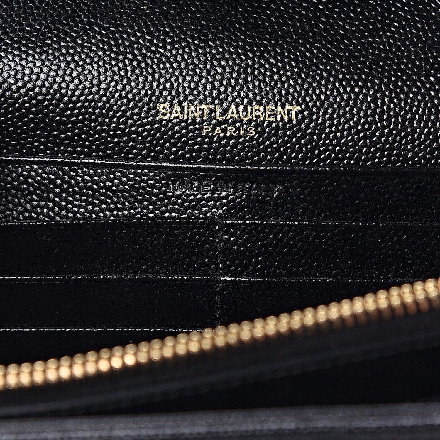 Saint Laurent Grain De Poudre Matelasse Chevron Monogram Chain Wallet Black 5 of 6