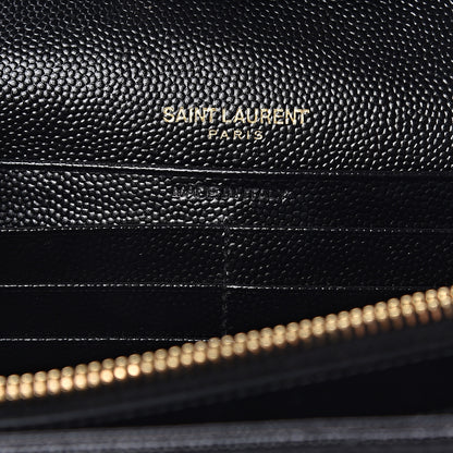 Saint Laurent Grain De Poudre Matelasse Chevron Monogram Chain Wallet Black 5 of 6