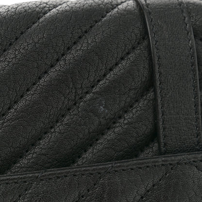 Saint Laurent Sheepskin Matelasse Chevron Monogram Medium College Bag Black 11 of 12