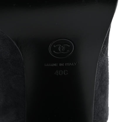 Chanel Suede Calfskin Lambskin Quilted Knee High Boots 40 Grey 6 of 8