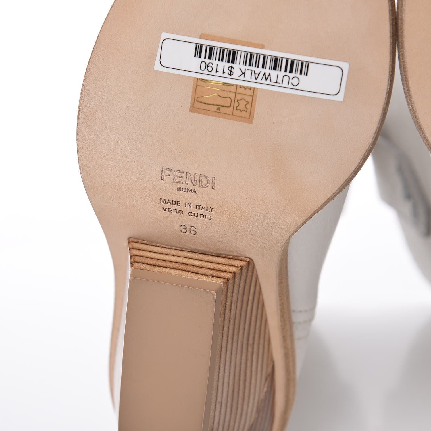 Fendi Grained Calfskin Cutwalk Ankle Boots 36 White 6 of 11