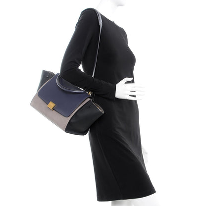 Celine Sleek Calfskin Small Tri-Color Trapeze Dark Blue 3 of 17