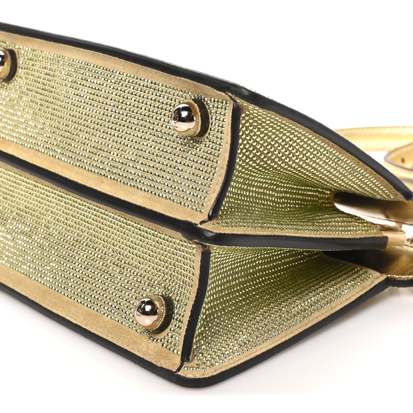 Crystal Vitello Laminato FF Petite Peekaboo I SEE U Satchel Crystal Platinum Light Gold
