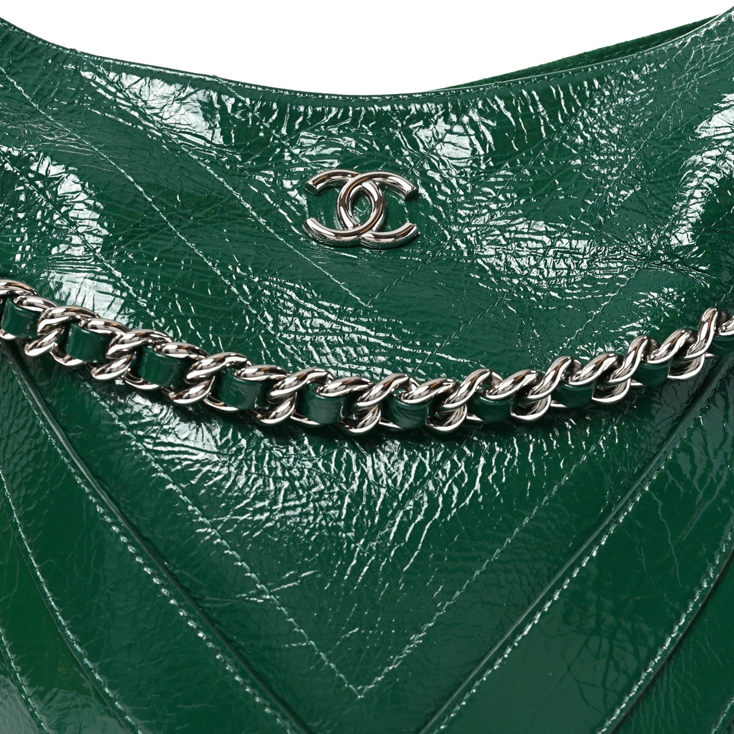 Crumpled Patent Droplet Hobo Green