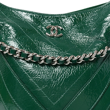 Chanel Crumpled Patent Droplet Hobo Green 8 of 10