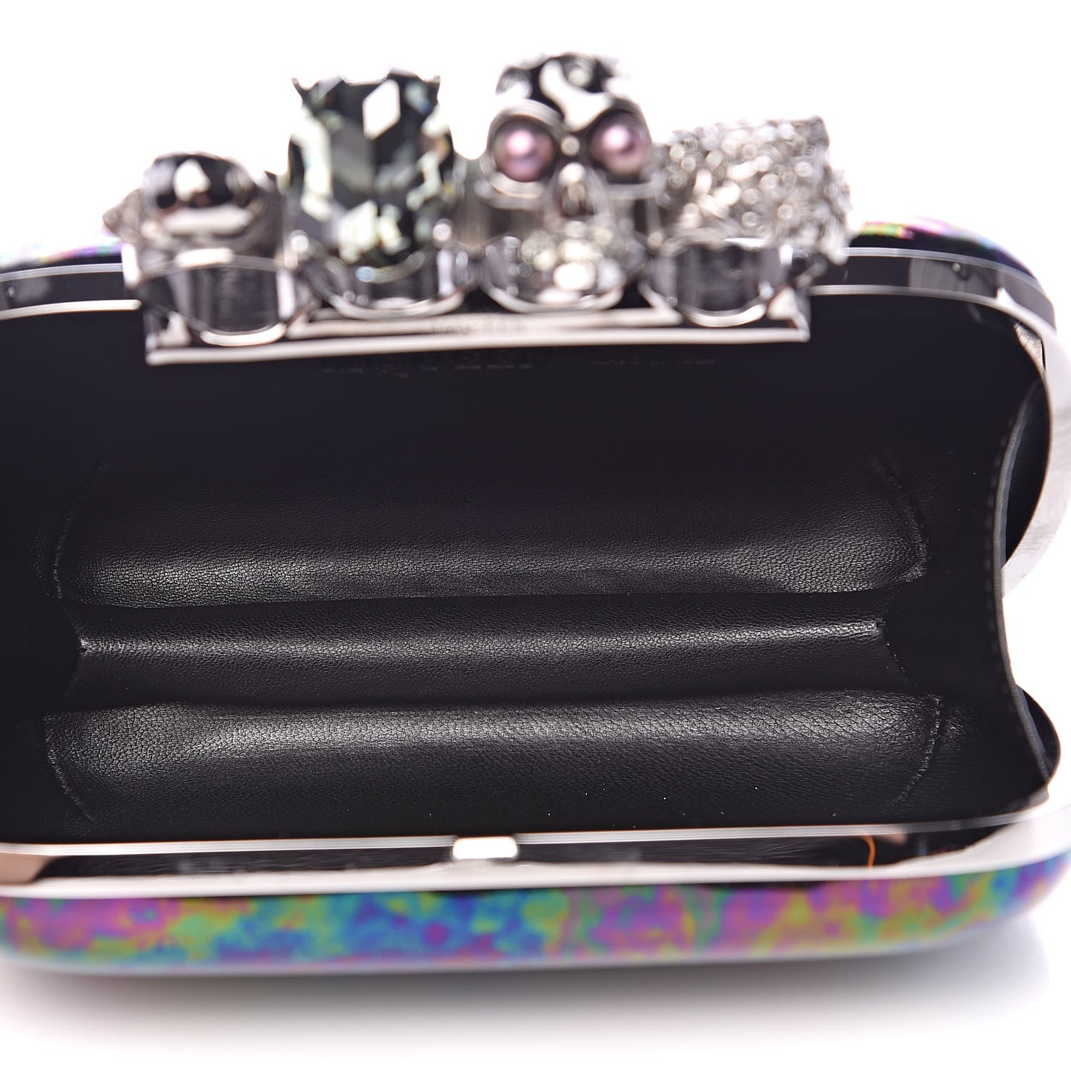 Alexander McQueen Patent Skull Knuckle Oil Slick Duster Box Clutch Multicolor 5 of 11