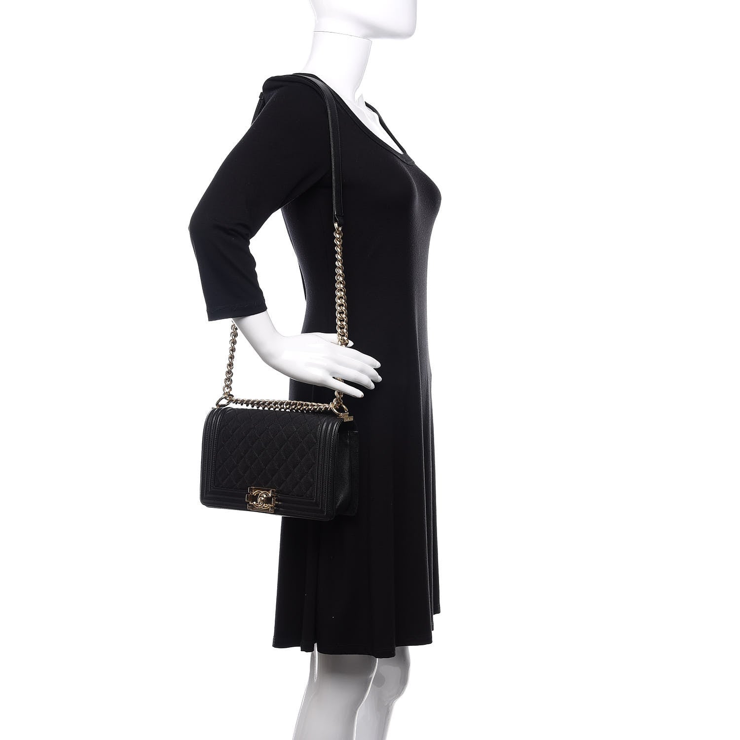 Chanel Caviar Quilted Medium Boy Flap Black 2 of 10