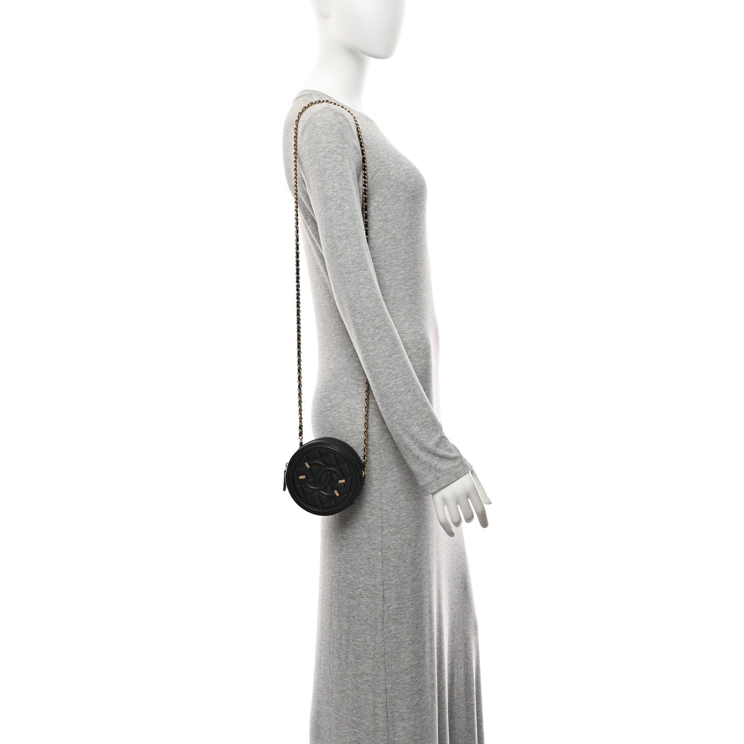Chanel Caviar Quilted Round Filigree Crossbody Black 2 of 10