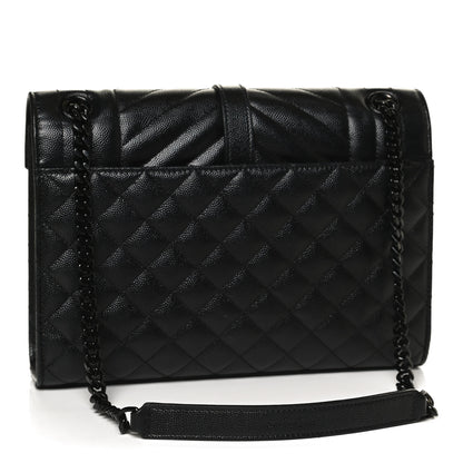 Saint Laurent Grain De Poudre Textured Mixed Matelasse Triquilt Medium Monogram Satchel Black 2 of 10