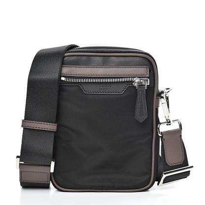 Fendi Nylon Fabric Jacquard Chamois FF 1974 Medium Crossbody Messenger Black Nuvola 2 of 11