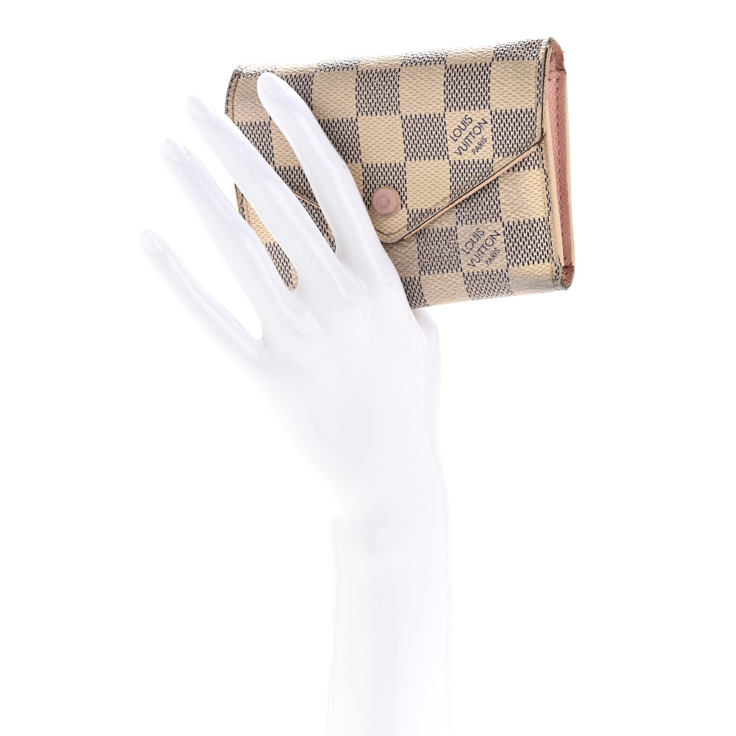 Louis Vuitton Damier Azur Victorine Wallet Rose Ballerine 2 of 13
