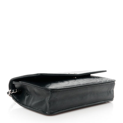 Chanel Lambskin Camellia Embossed Wallet on Chain WOC Black 4 of 12