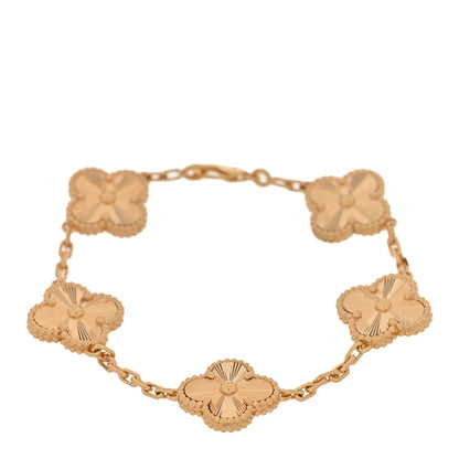 Van Cleef & Arpels 18K Yellow Gold 5 Motifs Guilloche Vintage Alhambra Bracelet 1 of 6