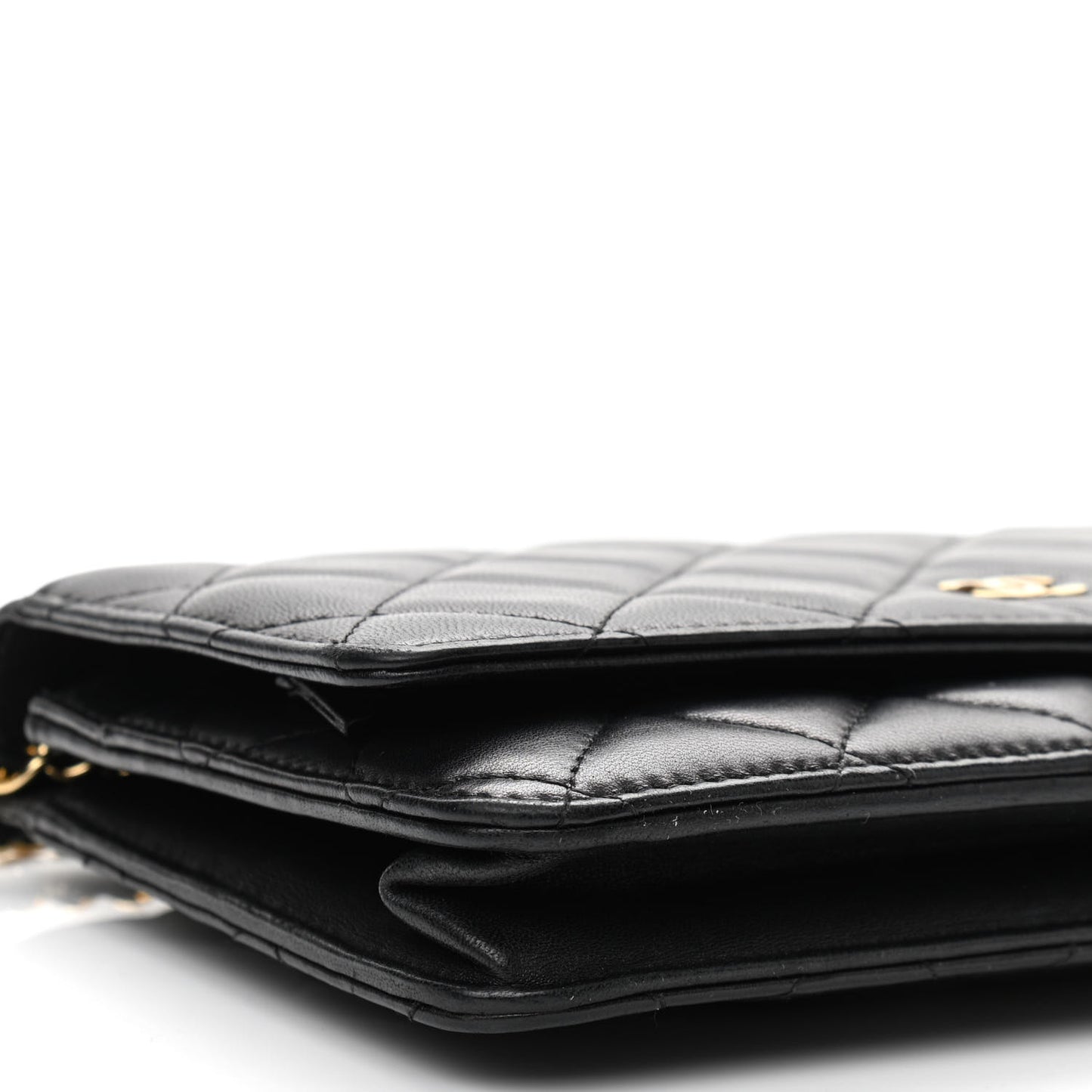 Lambskin Quilted Wallet On Chain WOC Black