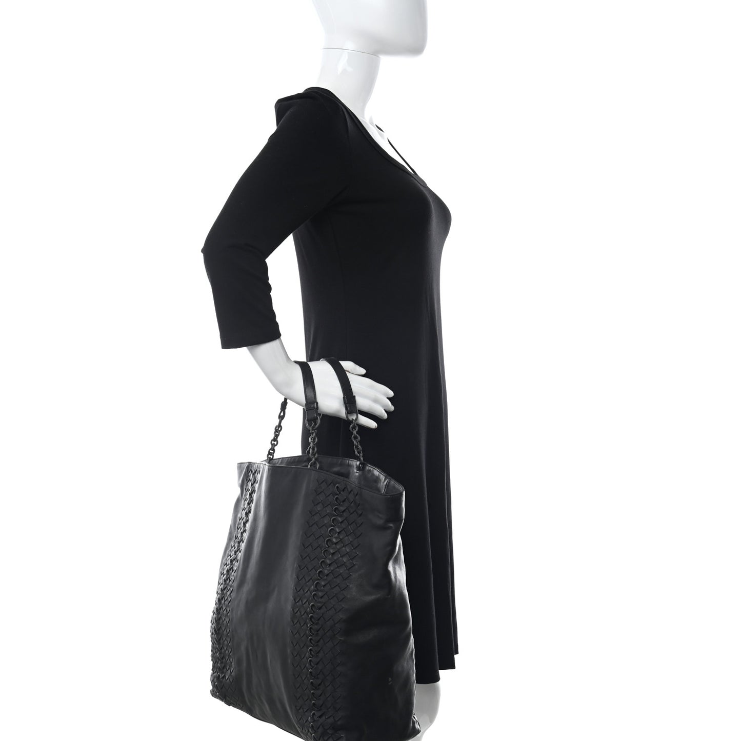 Lambskin Intrecciato Tote Black