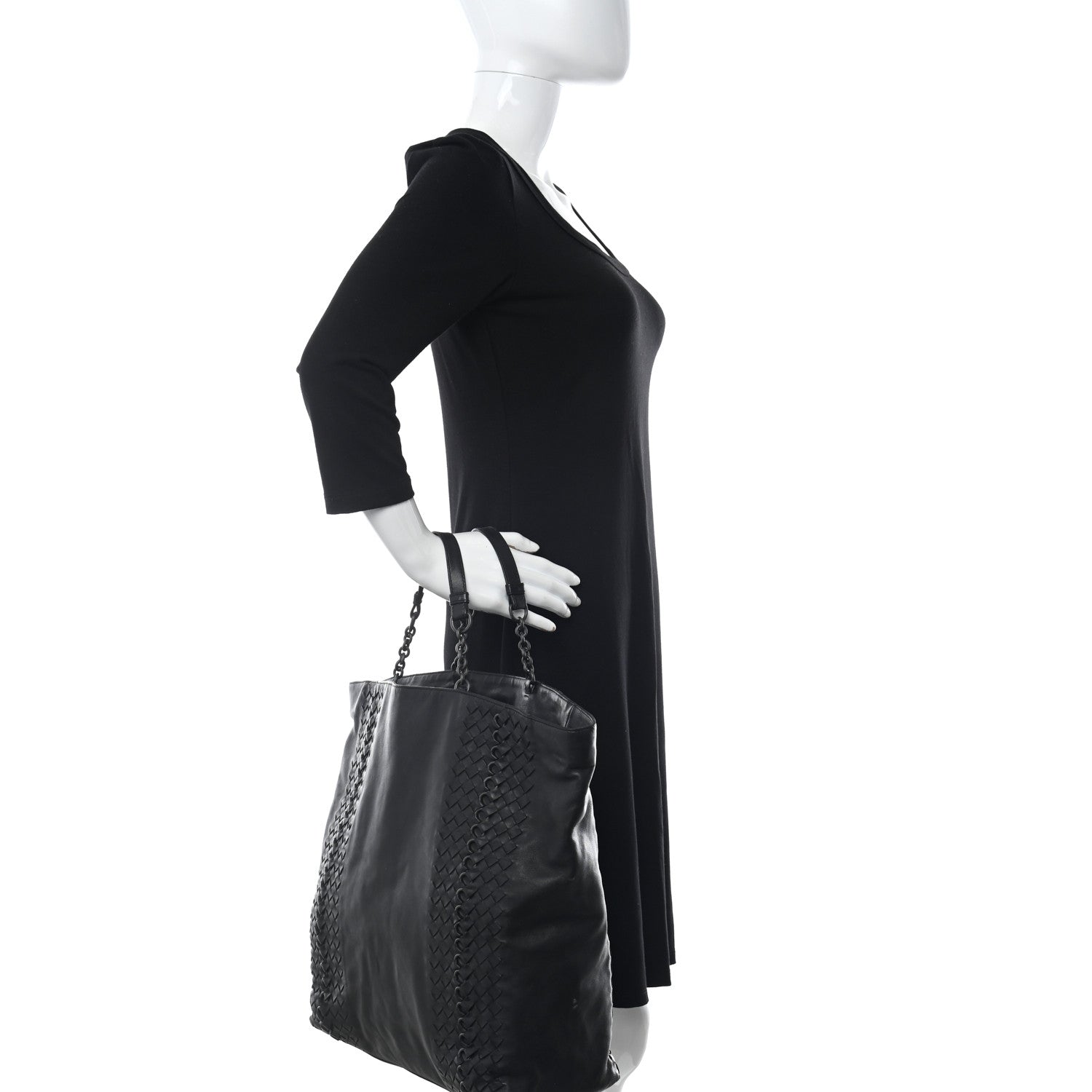 Bottega Veneta Lambskin Intrecciato Tote Black 2 of 16
