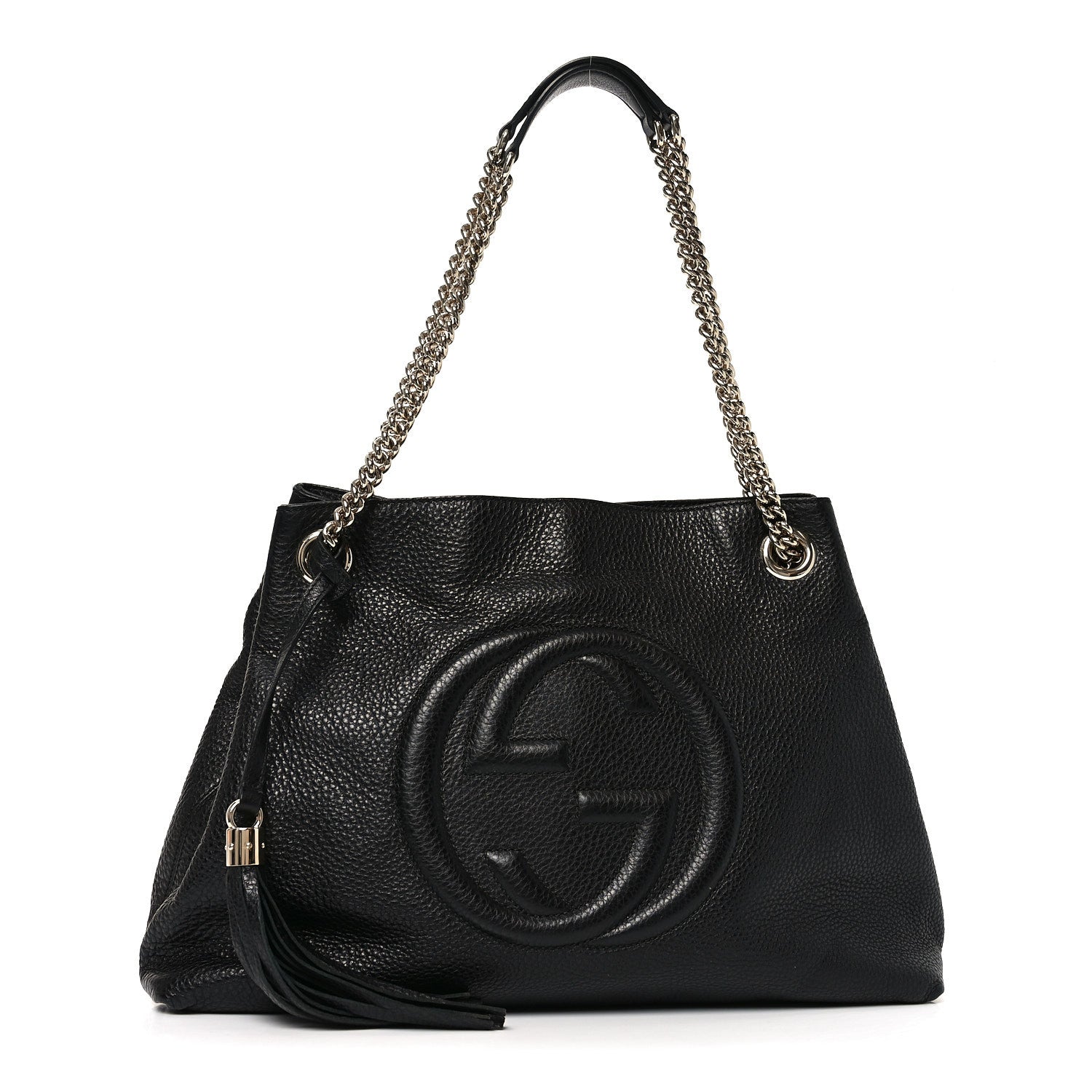 Gucci Pebbled Calfskin Medium Soho Chain Shoulder Bag Black 1 of 9