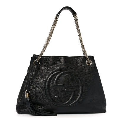 Gucci Pebbled Calfskin Medium Soho Chain Shoulder Bag Black 1 of 9