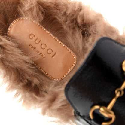 Gucci Patent Fur Womens Princetown Slippers 36.5 Black Natural 8 of 10