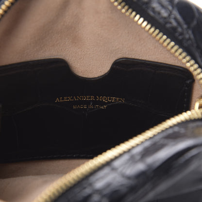 Alexander McQueen Calfskin Crocodile Embossed Camera Shoulder Bag Black 6 of 12