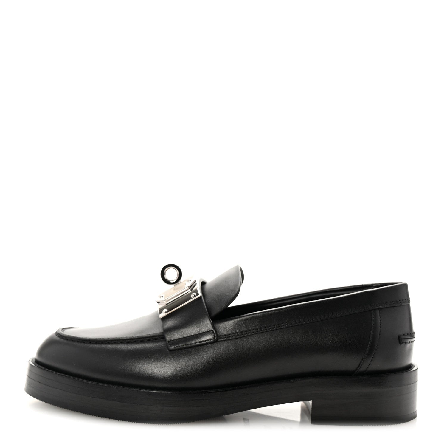 Hermes Calfskin Womens Hot Loafer 36.5 Black 1 of 9