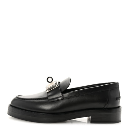 Hermes Calfskin Womens Hot Loafer 36.5 Black 1 of 9