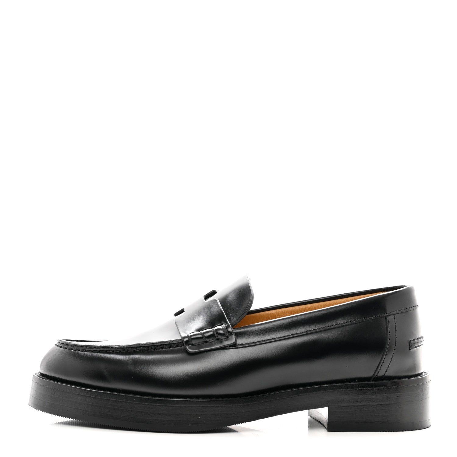 Hermes Glazed Calfskin Womens Hour Loafers 36 Black 1 of 8