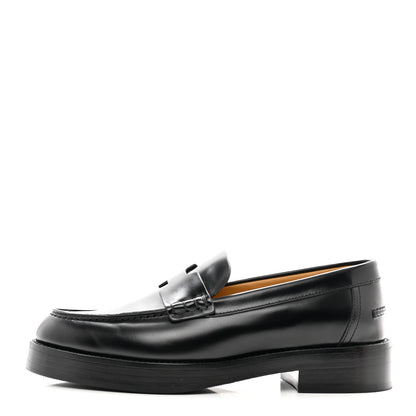 Hermes Glazed Calfskin Womens Hour Loafers 36 Black 1 of 8