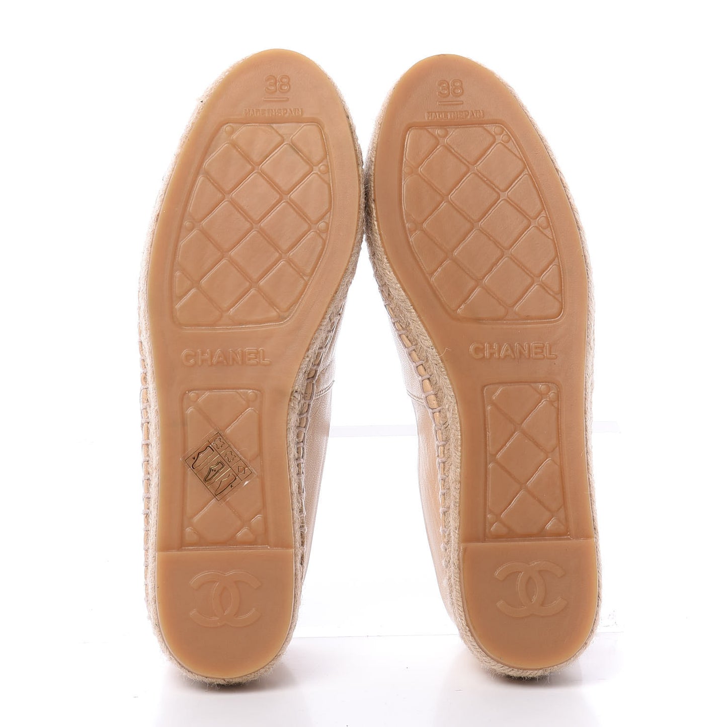 Lambskin CC Espadrilles 38 Beige Black