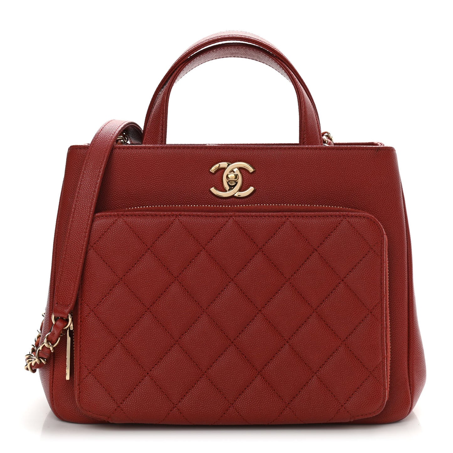 Caviar Quilted Small Business Affinity Shopping Bag Red