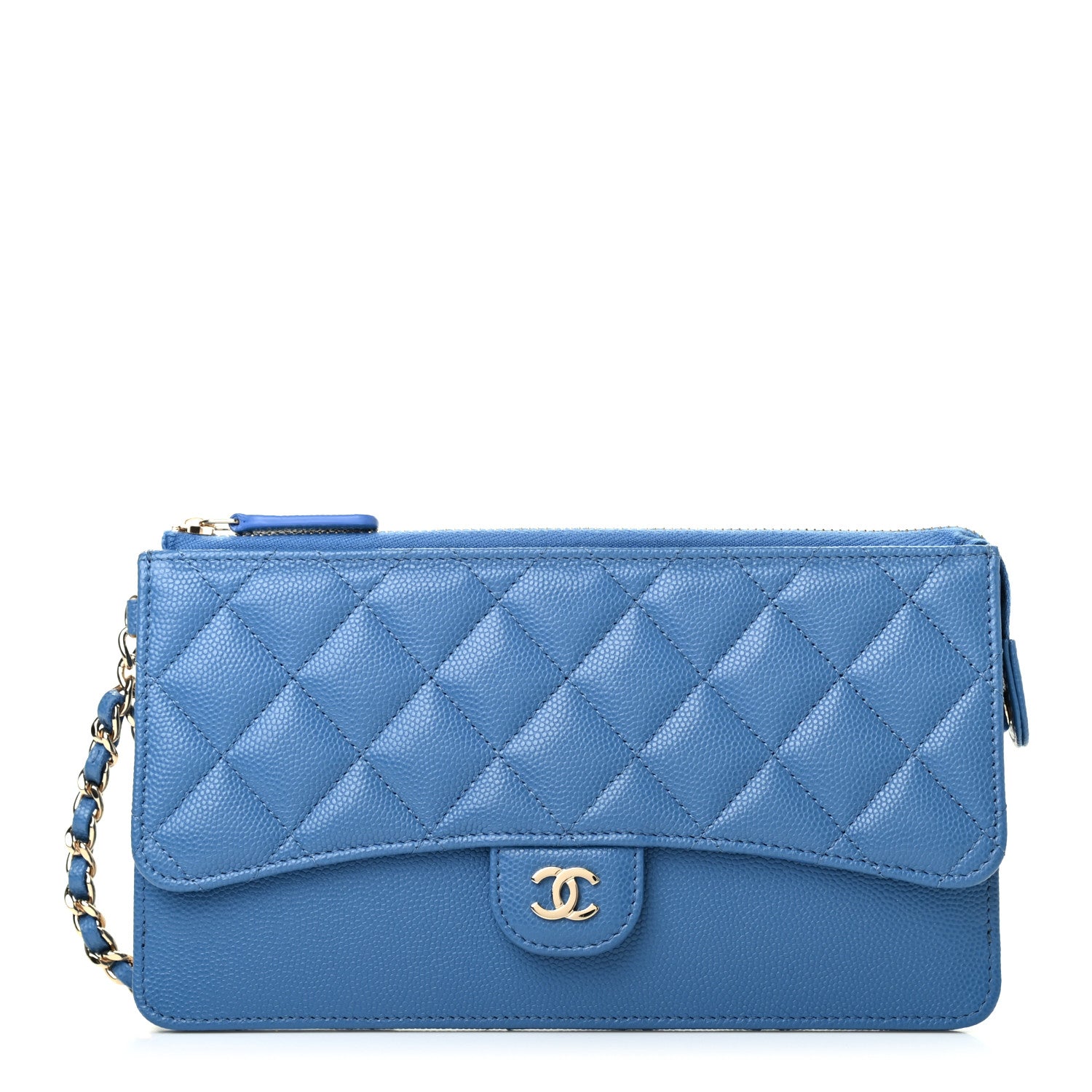 Chanel Caviar Quilted Classic Pouch With Handle Blue 1 of 7