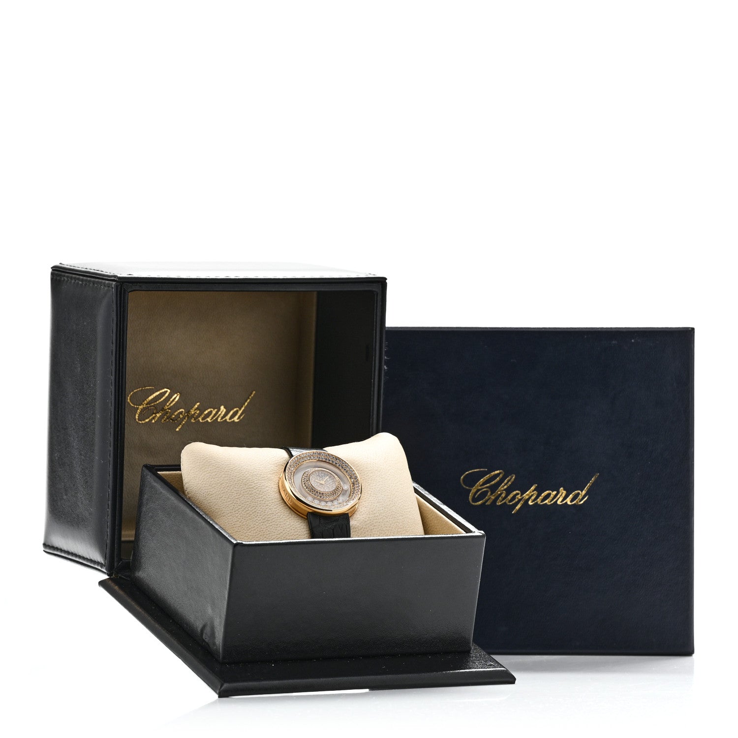 Chopard 18K Yellow Gold Alligator Diamond Bezel 30mm Happy Diamonds Automatic Watch 5 of 5