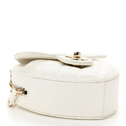 Chanel Lambskin Quilted CC In Love Heart Clutch With Chain White 4 of 11