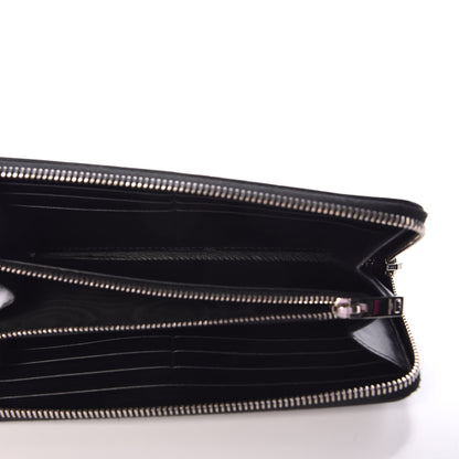 Saint Laurent Calfskin Crocodile Embossed Monogram Zip Around Wallet Black 5 of 8