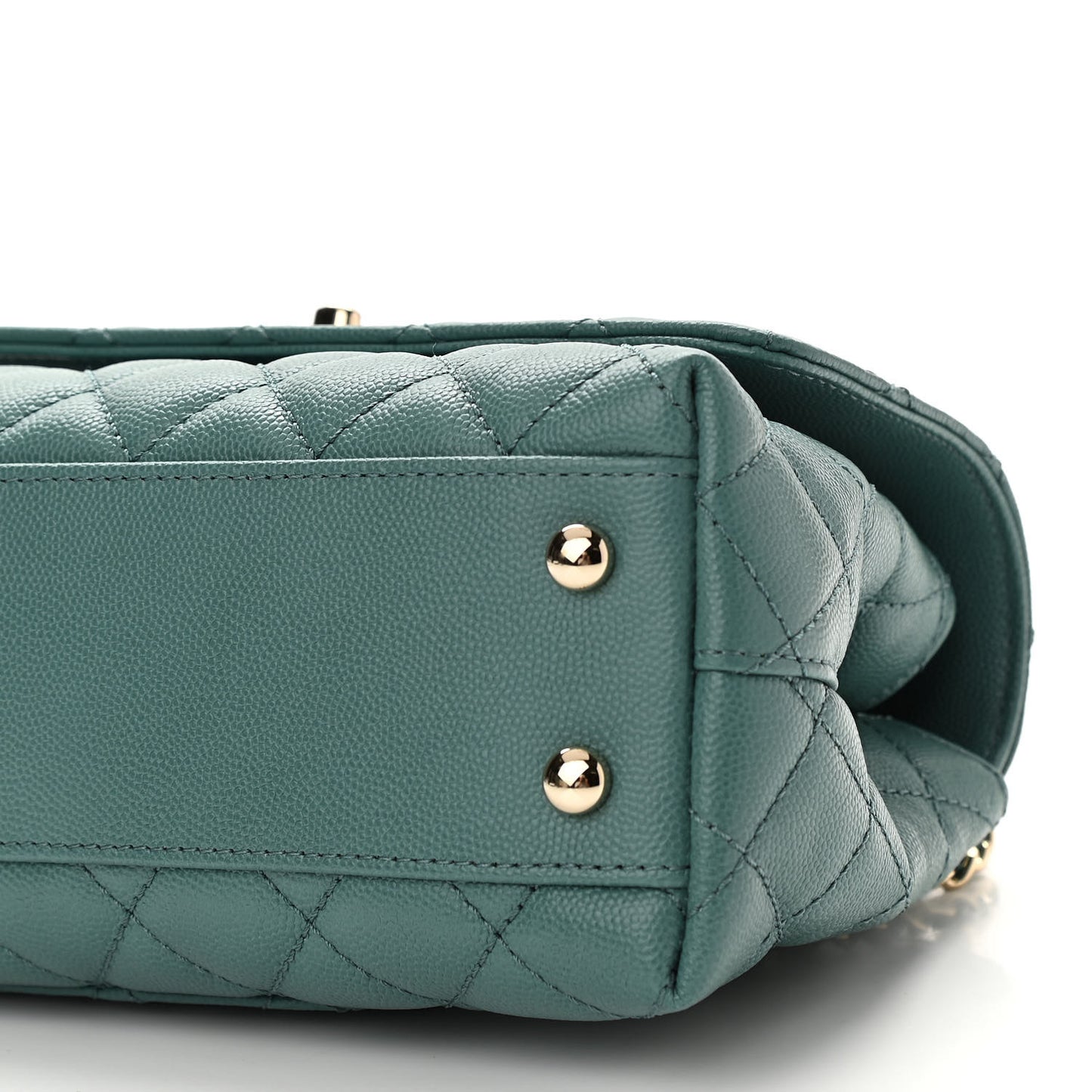 Caviar Quilted Lizard Embossed Mini Coco Handle Flap Green