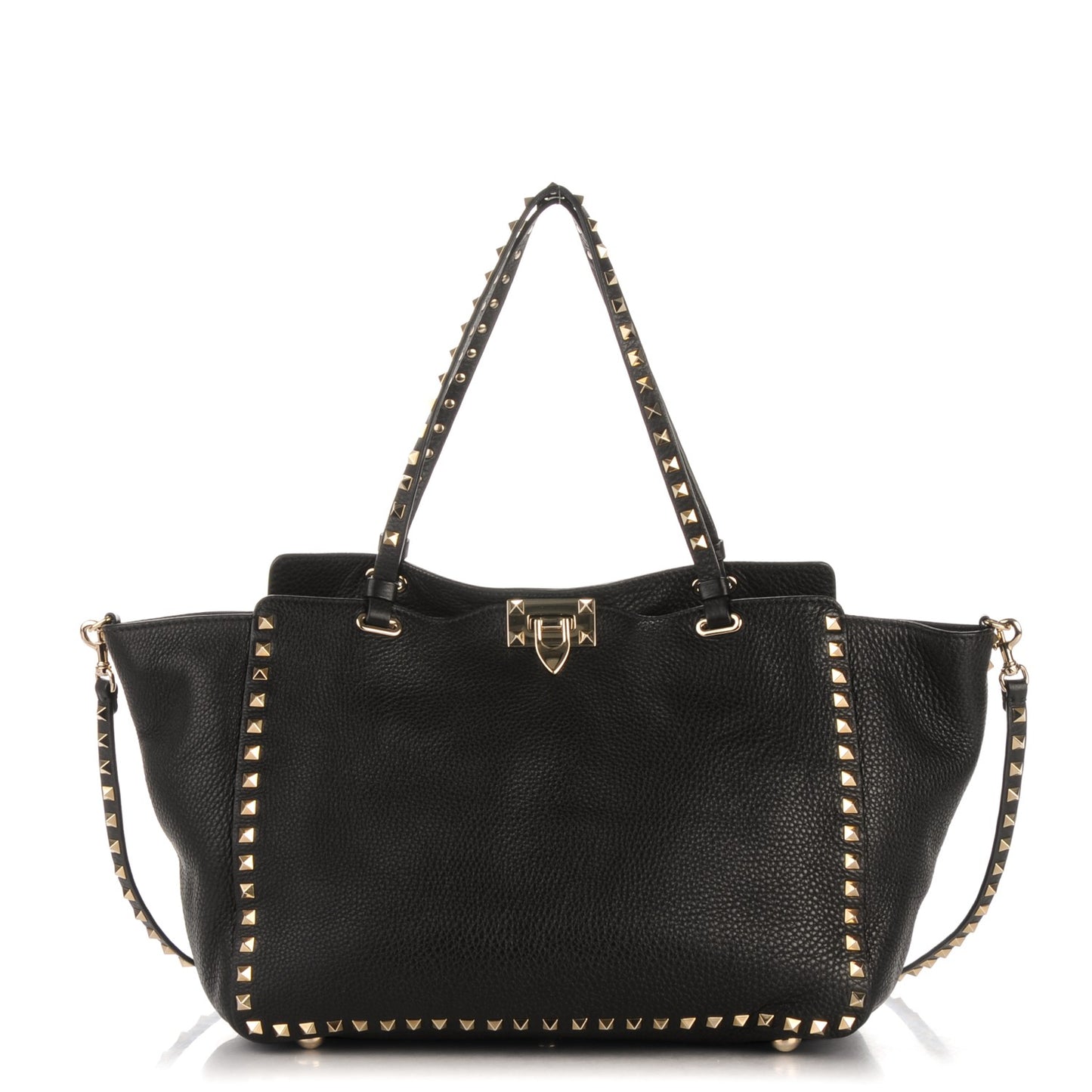 Alce Printed Calfskin Medium Rockstud Tote Black