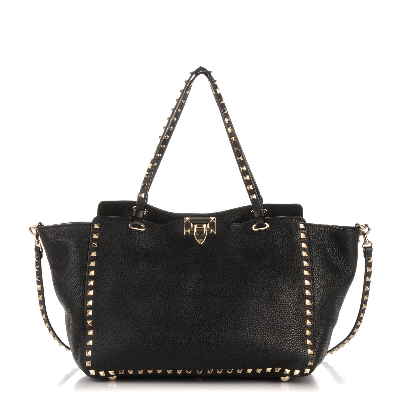 Valentino Garavani Alce Printed Calfskin Medium Rockstud Tote Black 1 of 8
