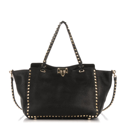 Valentino Garavani Alce Printed Calfskin Medium Rockstud Tote Black 1 of 8
