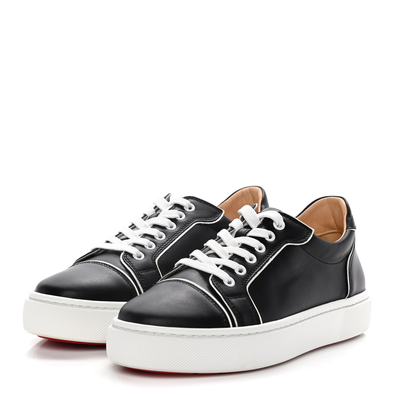 Christian Louboutin Calfskin Womens Vieirissima Flat Sneakers 39 Black White 3 of 11