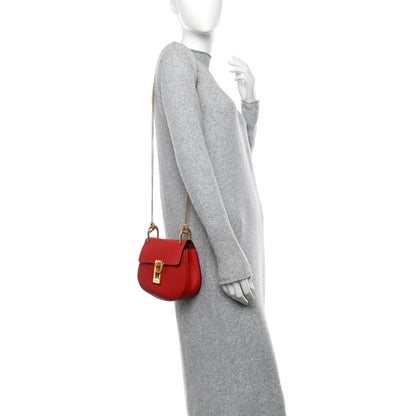 Chloe Grained Lambskin Mini Drew Shoulder Bag Plaid Red 2 of 9