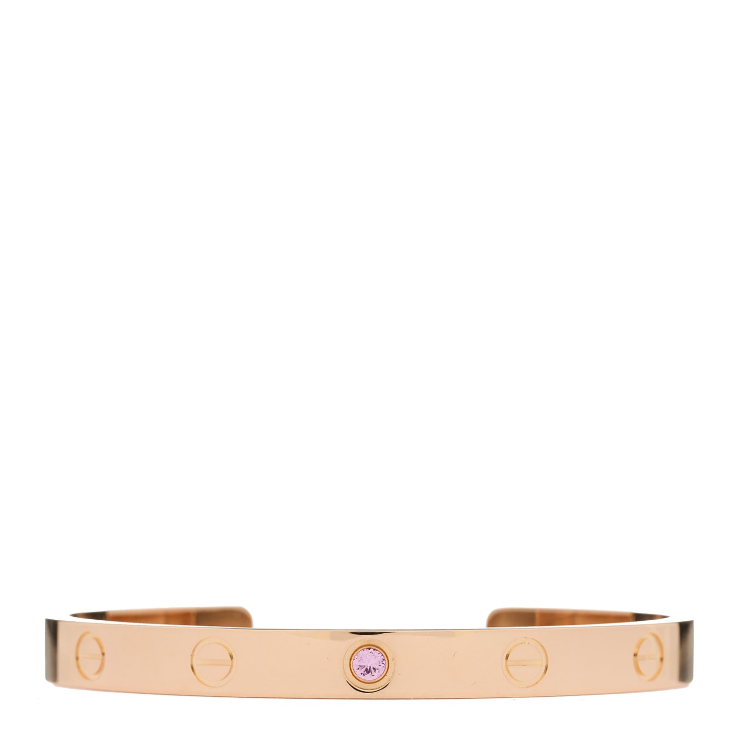 18K Pink Gold Pink Sapphire LOVE Cuff Bracelet 17