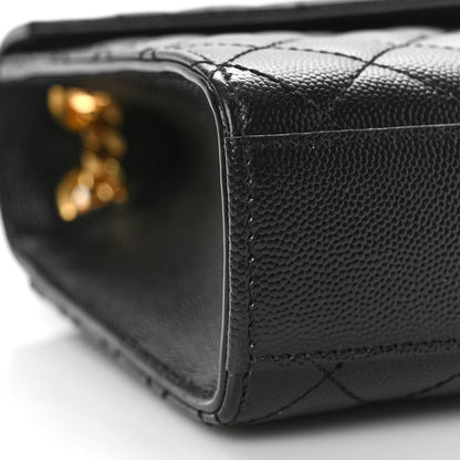 Saint Laurent Grain De Poudre Textured Mixed Matelasse Triquilt Medium Monogram Satchel Black 8 of 9