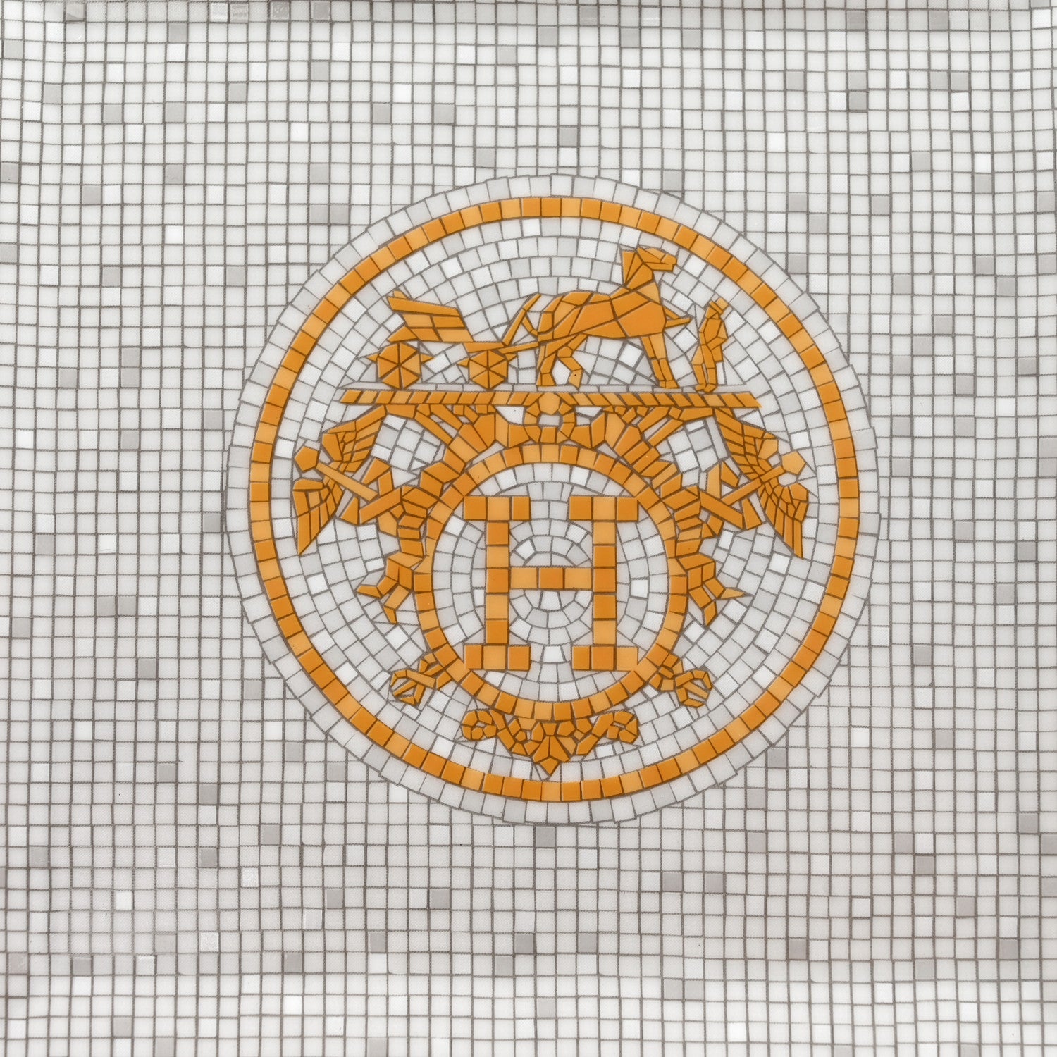 Hermes Porcelain Mosaique au 24 Square Plate 9.1" 10 of 11
