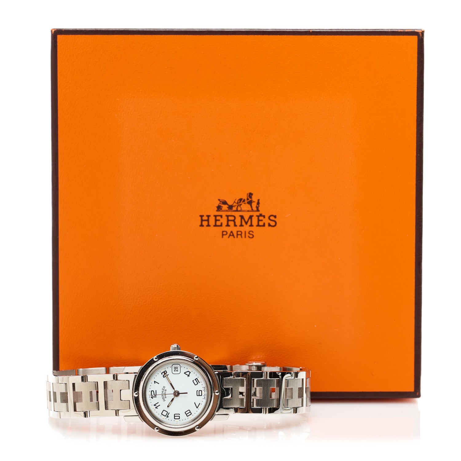 Hermes Stainless Steel 24mm Clipper Quartz Watch White 5 of 5
