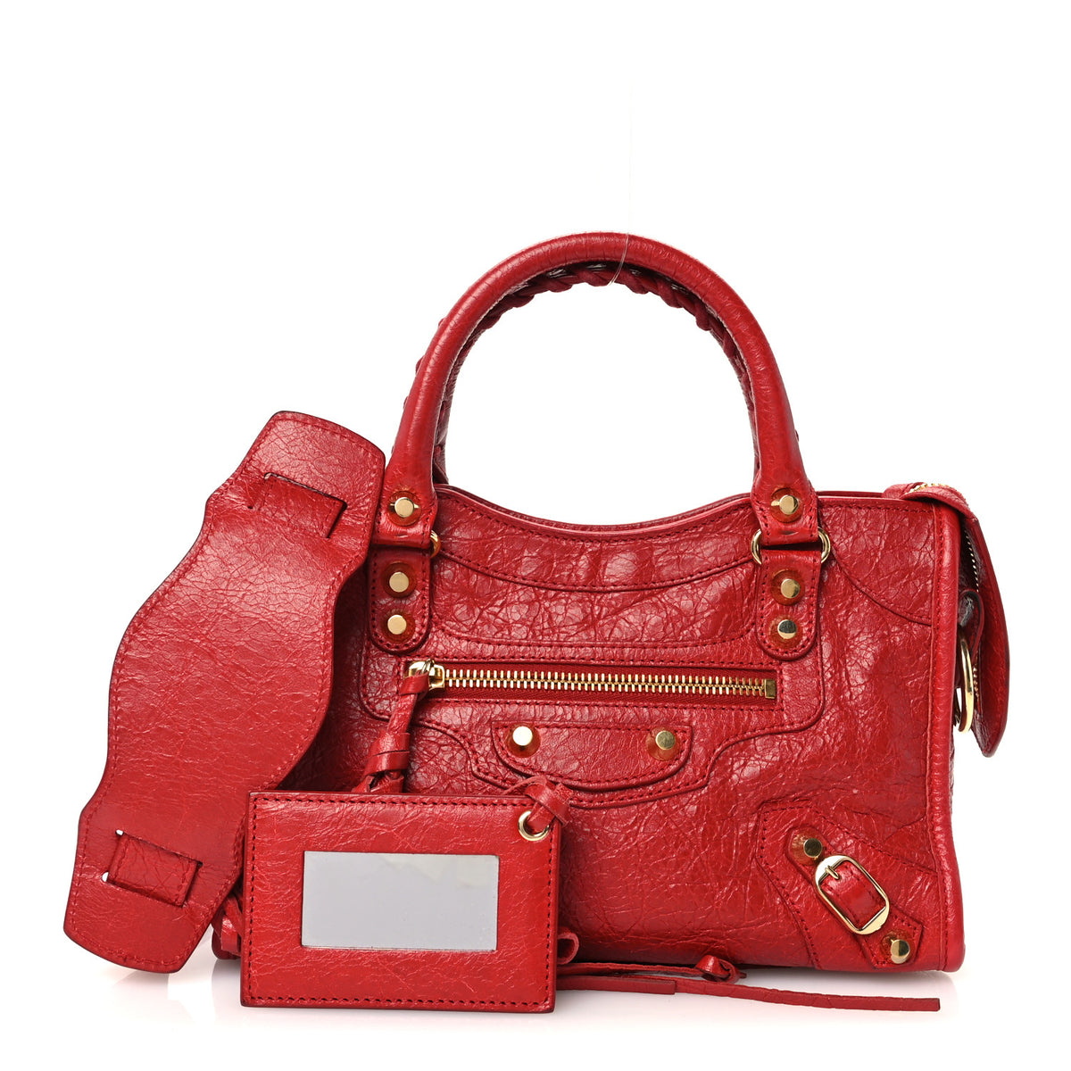 Agneau Gold Metallic Edge Hardware Mini City Rouge Groseille