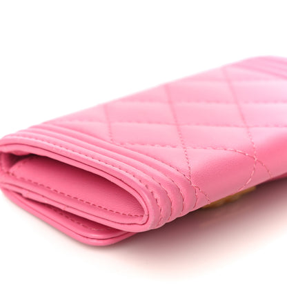 Chanel Lambskin Quilted Boy Card Holder Wallet Pink 12 of 13
