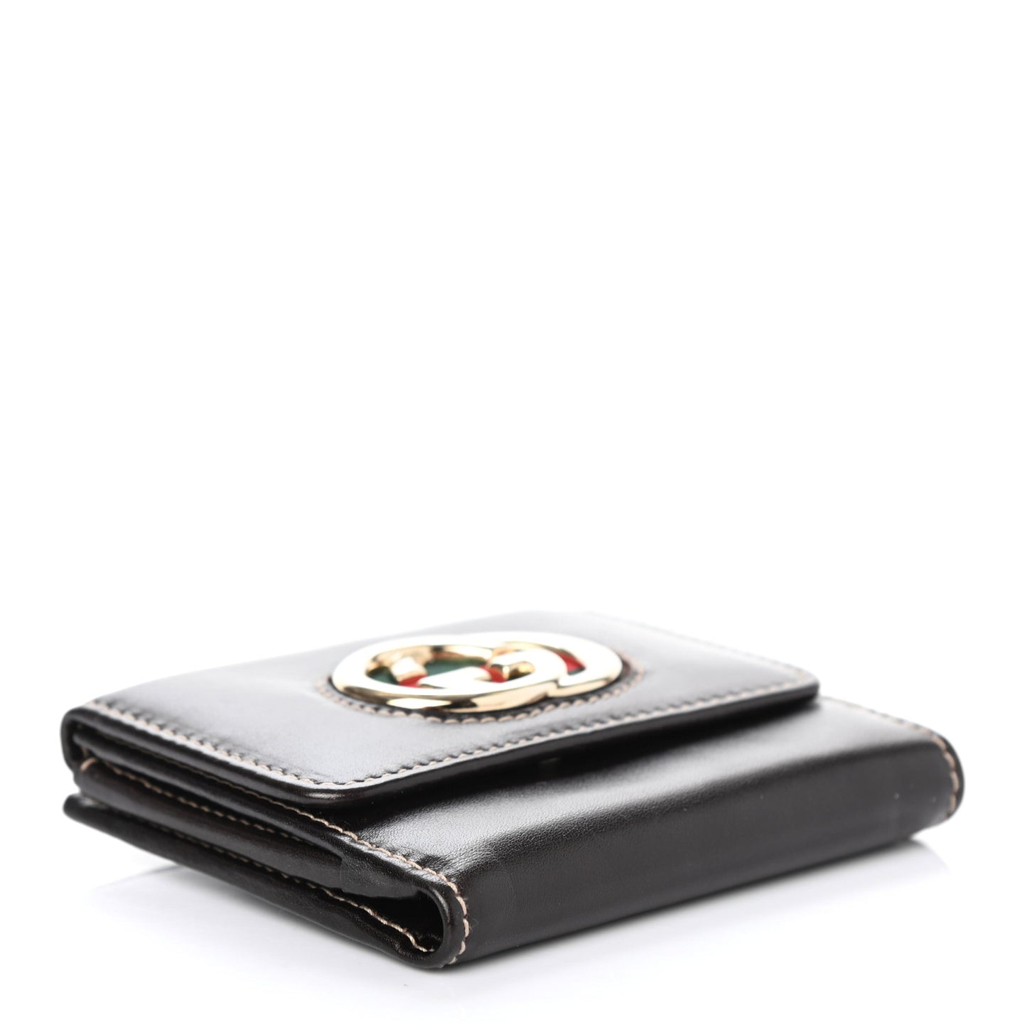 Calfskin Web Interlocking G French Wallet Dark Brown