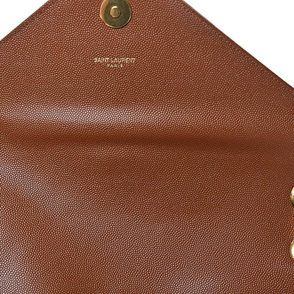 Saint Laurent Grain De Poudre Matelasse Chevron Large Monogram Satchel Tan 9 of 10